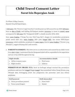 Child travel consent letter Indonesia 1