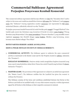 Commercial sublease agreement Indonesia 1