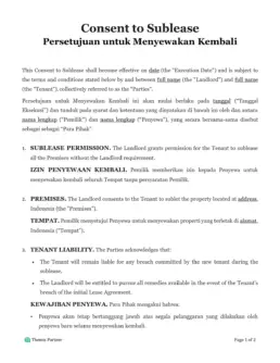 Consent to sublease Indonesia 1