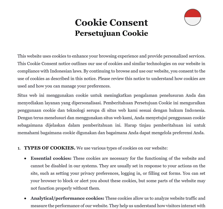 Cookie consent Indonesia