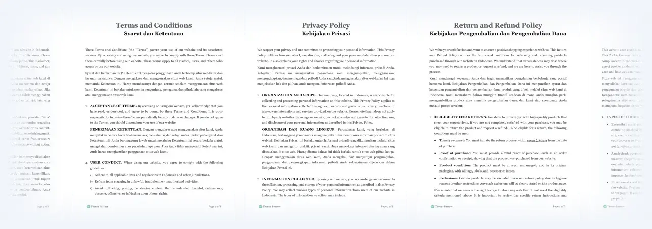 Ecommerce policy templates Indonesia