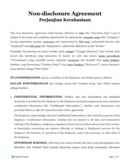 Employee confidentiality agreement Indonesia 1
