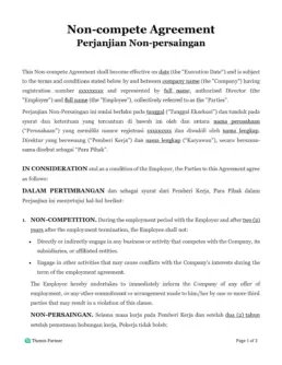 Employee non-compete agreement Indonesia 1
