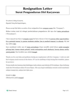 Employee resignation letter Indonesia 1
