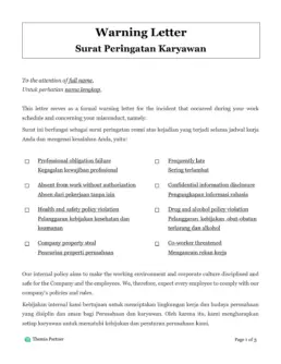 Employee warning letter Indonesia 1