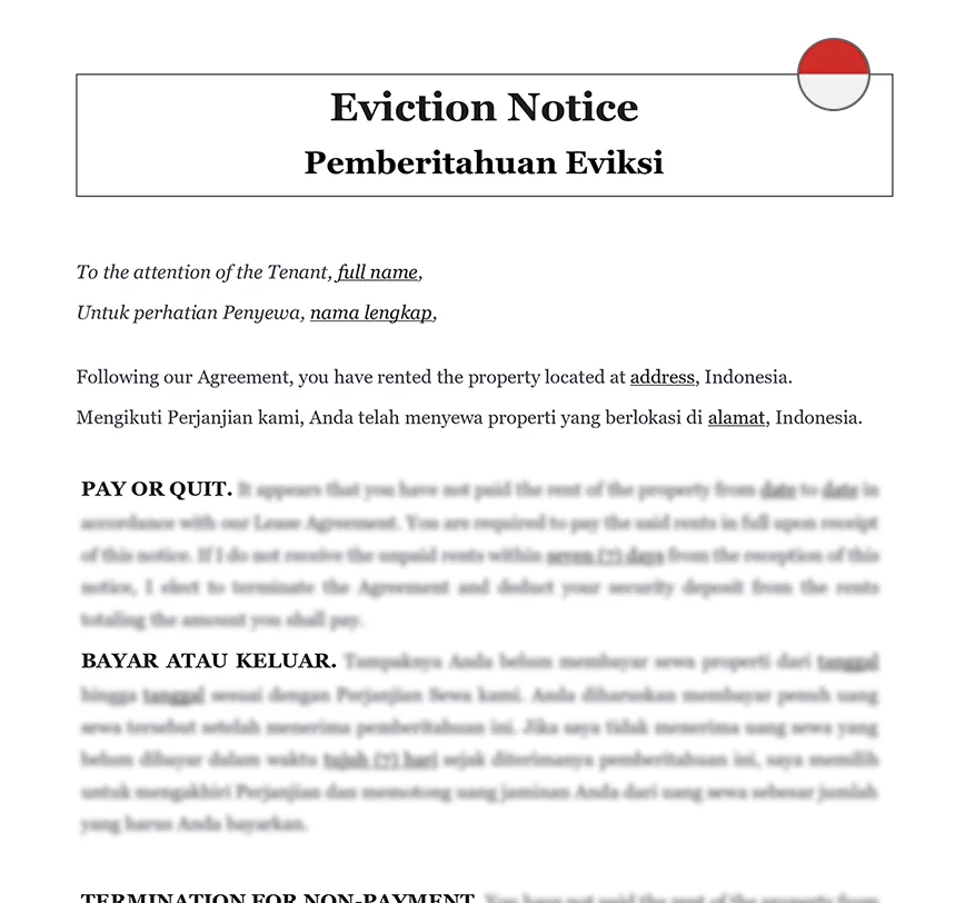 Eviction notice Indonesia