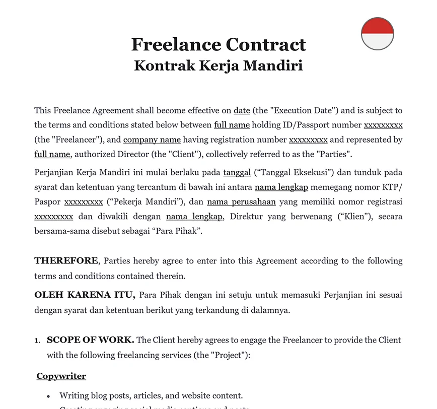 Freelance contract Indonesia