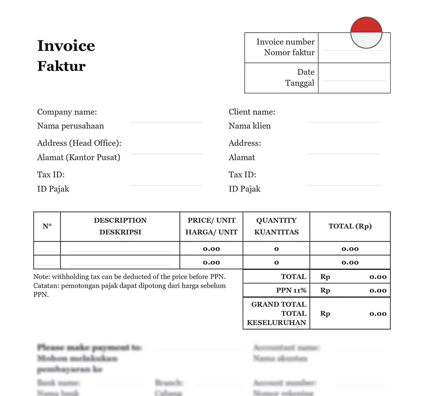 Invoice form Indonesia