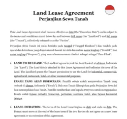 Land lease agreement Indonesia
