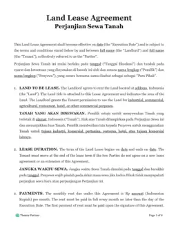 Land lease agreement Indonesia 1