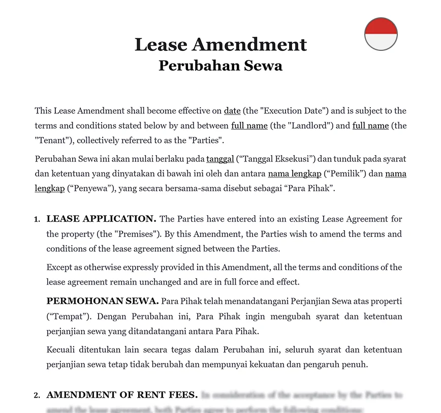 Lease amendment Indonesia