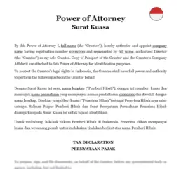 Power of attorney Indonesia