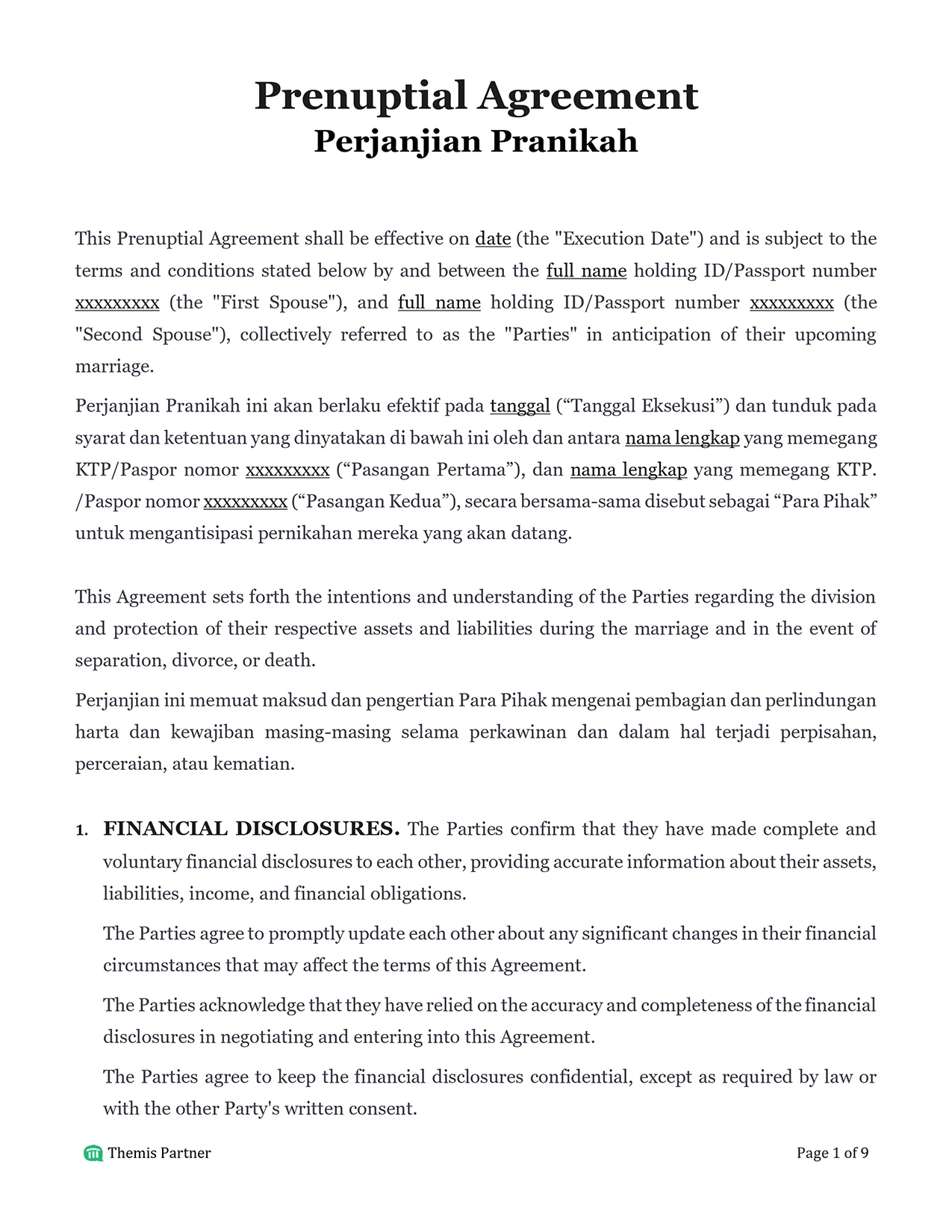 Prenuptial agreement Indonesia 1