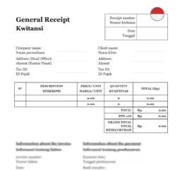 Receipt form Indonesia