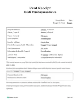Rent receipt Indonesia