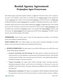 Rental agency agreement Indonesia 1