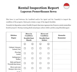 Rental inspection report Indonesia