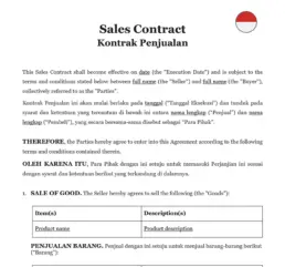 Sales contract Indonesia