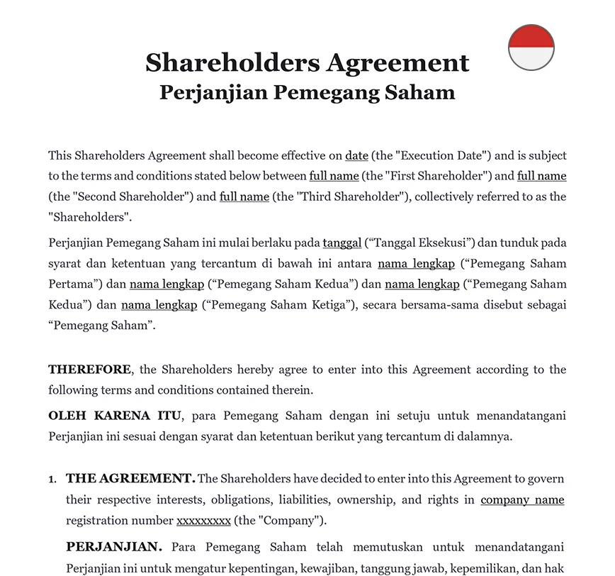 Shareholders agreement Indonesia