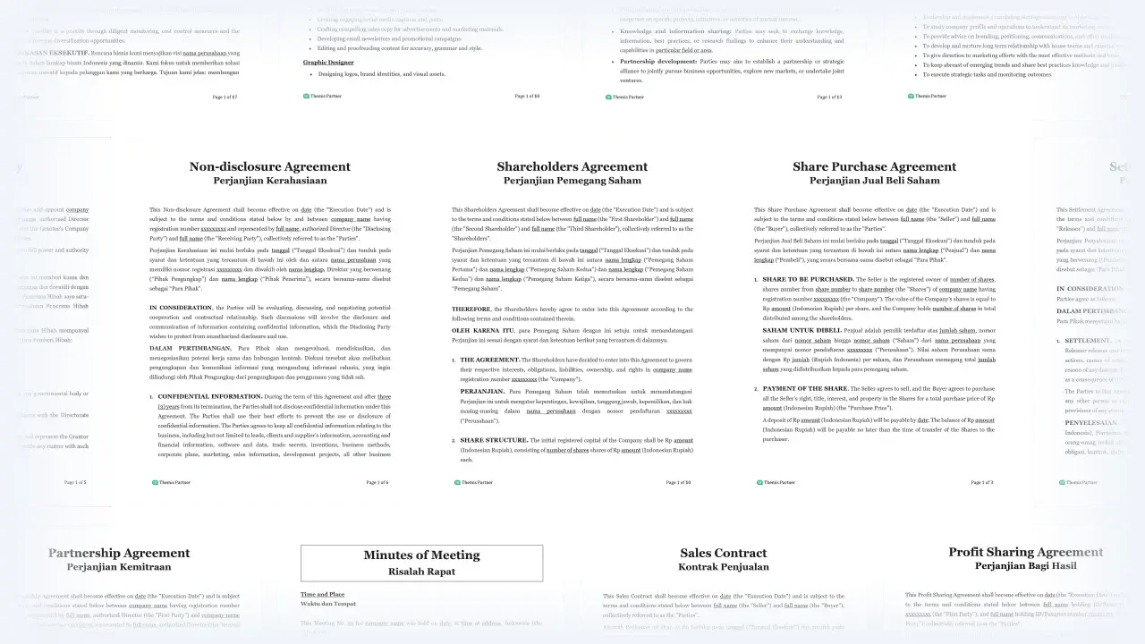 Startup document templates Indonesia