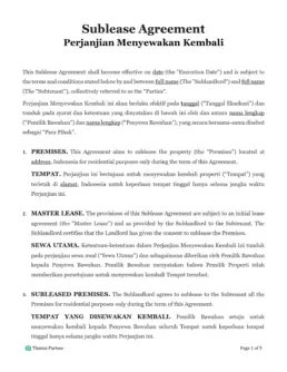 Sublease agreement Indonesia 1